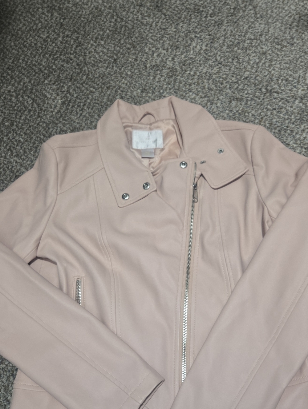 Rachel Parcell Blush Pink Moto Leather Jacket